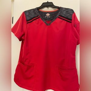 Dickies Red/Black/Gray  2XL scrub top